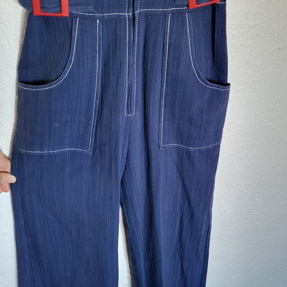 Vintage Navy Jumpsuit with Red Accents & Hood - Picture 6 of 15